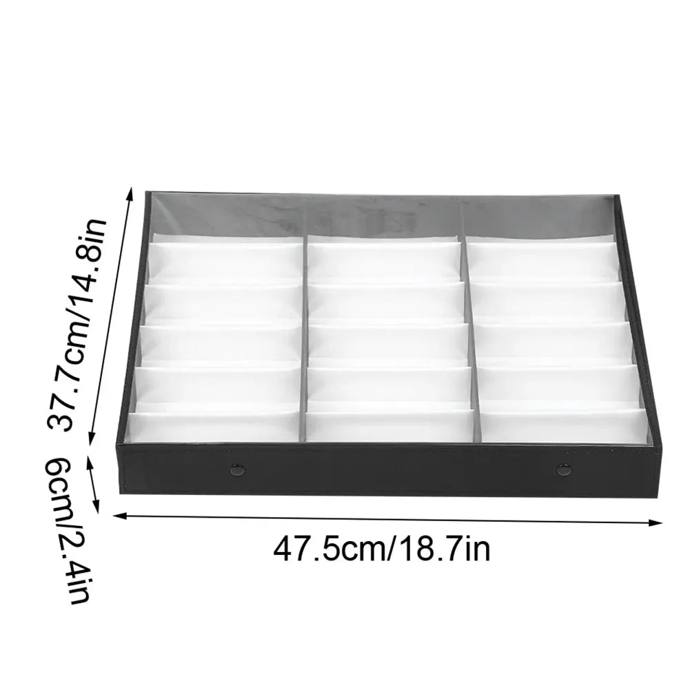 18-Slot Eyeglass & Sunglass Organizer Display Case with Lid