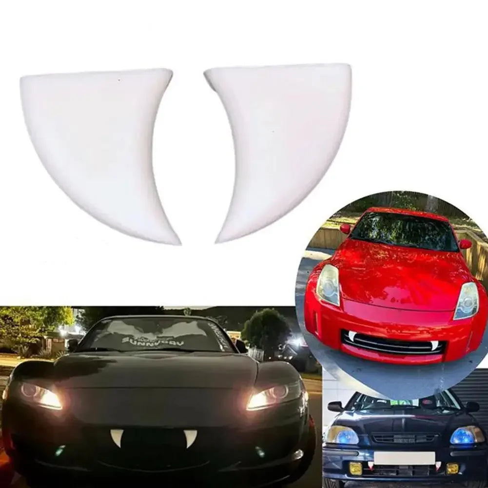 2pcs 3D Vampire Fangs Car Teeth Halloween Front Grille License Plate Decor Waterproof Devil Horns Auto Unique Styling Decor Peaceful Pleasures Health and Wellness