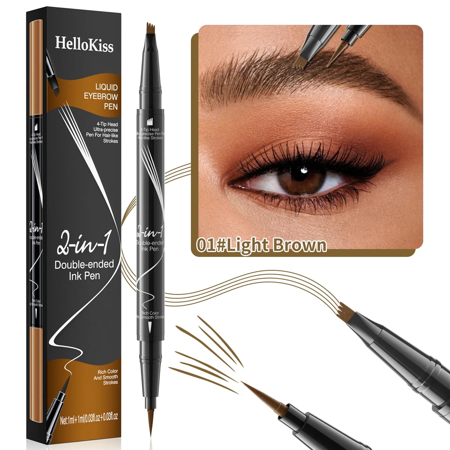 Hello Kiss 4-Point Microblading Eyebrow Pen – Waterproof