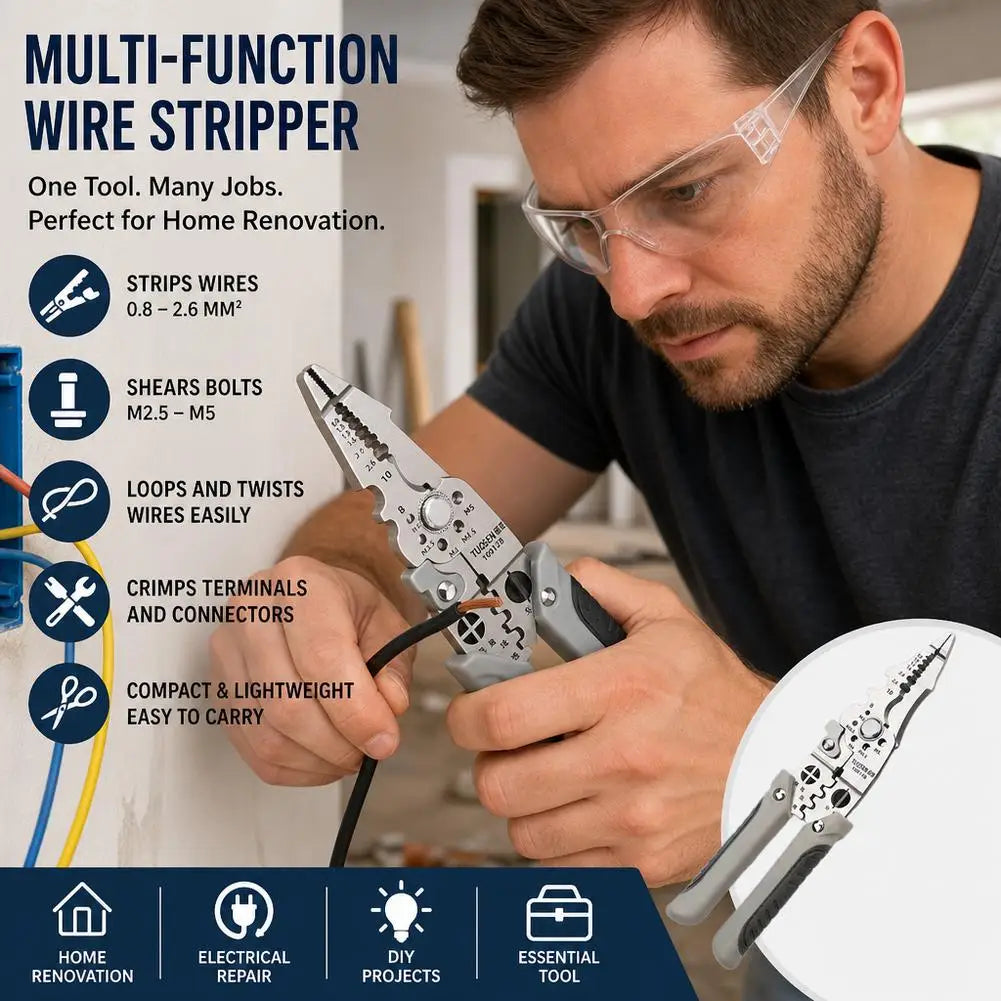 7-in-1 Wire Stripper Plier | Cutting, Crimping & Winding Tool