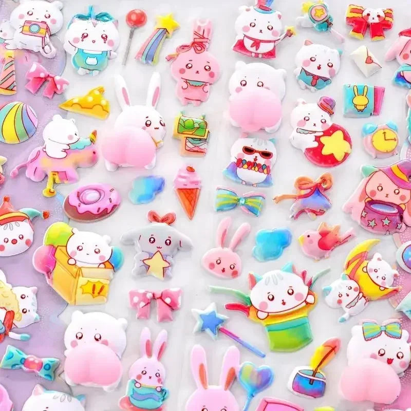 Cartoon Animal 3D Puffy Stickers – Scrapbook & Phone Decor