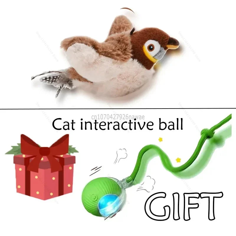 Interactive Electric Flapping Bird Cat Toy with Catnip & Chirping
