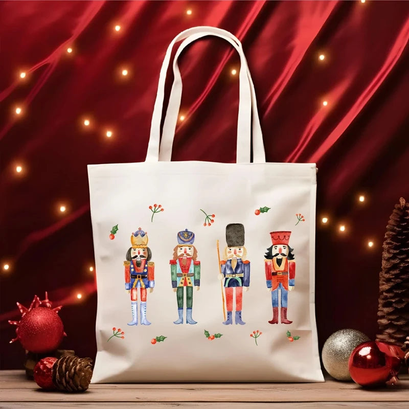 Christmas Nutcracker Canvas Tote Bag | Holiday Gift & Party Holiday Canvas Tote Peaceful Pleasures Health and Wellness