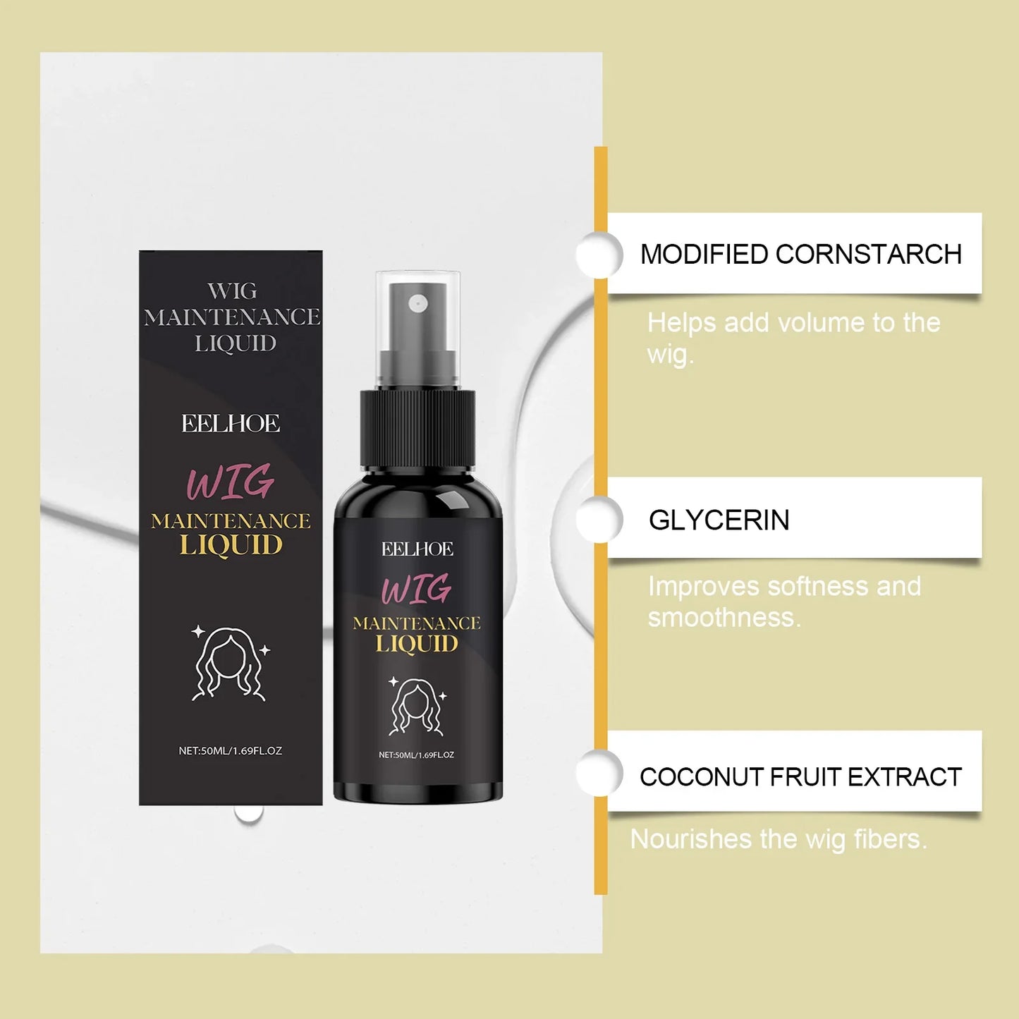 Eelhoe Coconut Oil Wig Volumizing Spray 50ml – Frizz Control