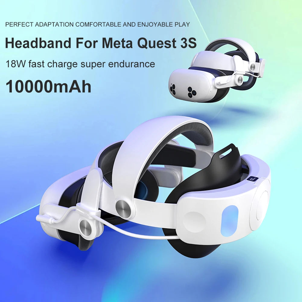 Battery Head Strap 10000mAh Adjustable Strap Head Strap with Battery Pack Elite Strap Replacement for Meta Quest 3S VR Headset Peaceful Pleasures Health and Wellness