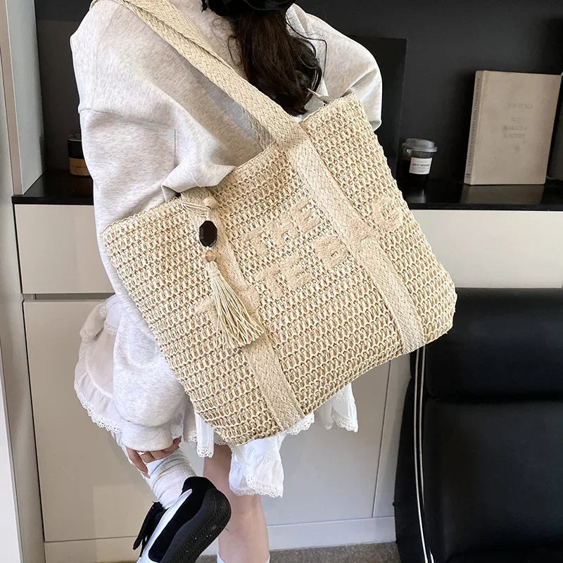 French Style Woven Straw Tote Bag – Large Capacity Beach Bag