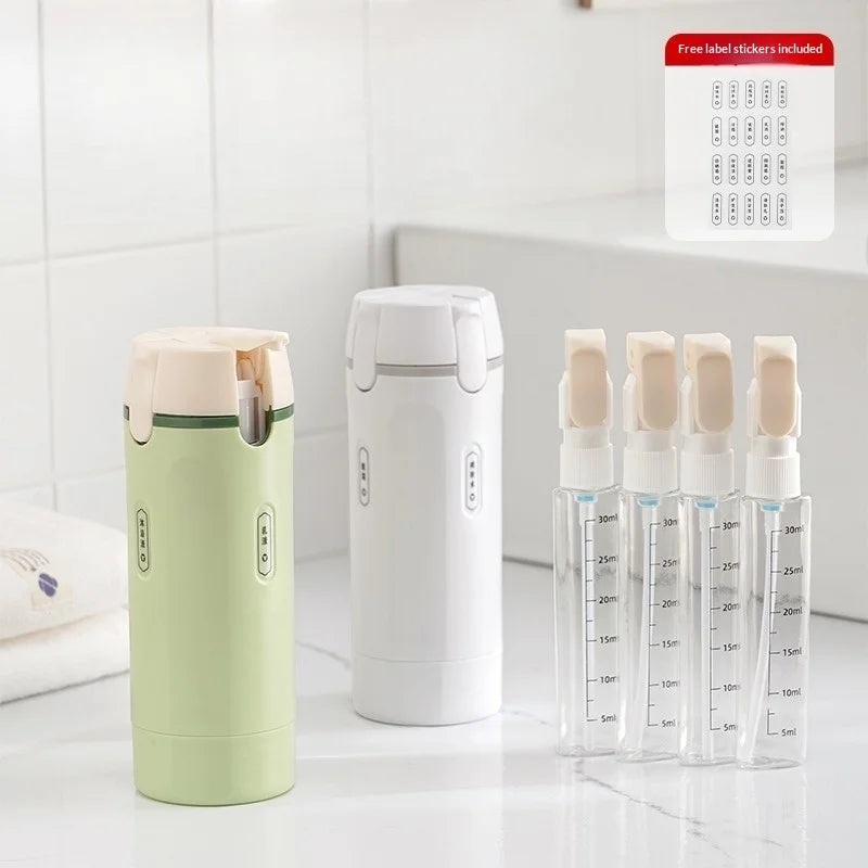 4 in 1 Travel Dispenser Portable Travel Bottles Leak Proof Leakproof Travel Container for Perfume Shampoo Conditioner Lotion Peaceful Pleasures Health and Wellness
