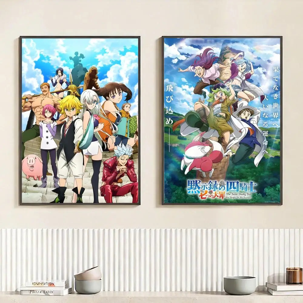 Anime T-The Seven Deadly Sins Poster HD Self Adhesive Waterproof Wall Art Ideal for Home Office Dorm Bedroom Great Gift Peaceful Pleasures Health and Wellness