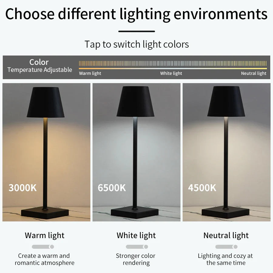 Rechargeable LED Touch Table Lamp – 3 Levels Dimmable