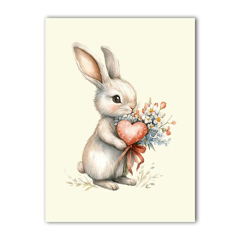 Custom Name Nursery Canvas Art | Bunny Floral Kids Wall Decor Nursery Canvas Print Peaceful Pleasures Health and Wellness 04 20x25cm No Frame China Mainland