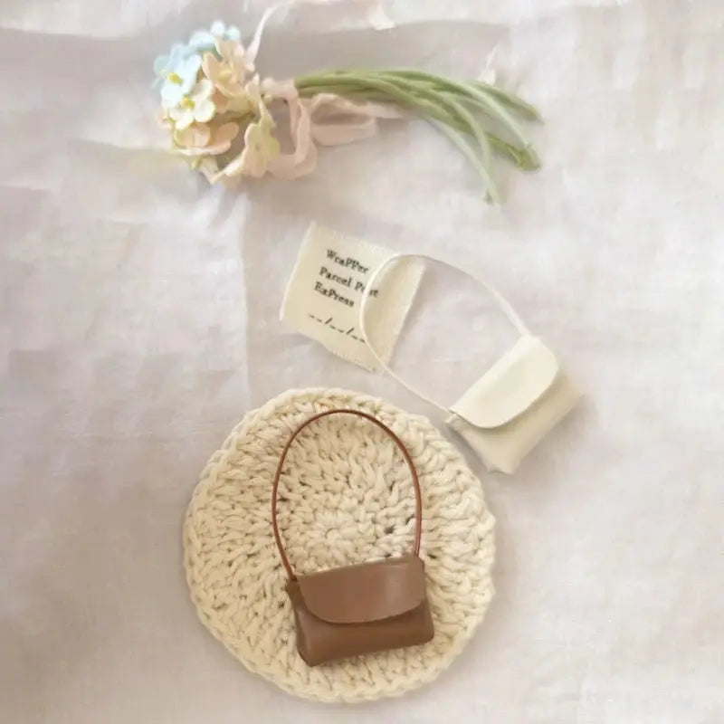 1Pcs Doll Handbag Leather Bag PU Leather Purse Lady Accessories 15-17cm Doll Decoration Pretend Play Toy Peaceful Pleasures Health and Wellness
