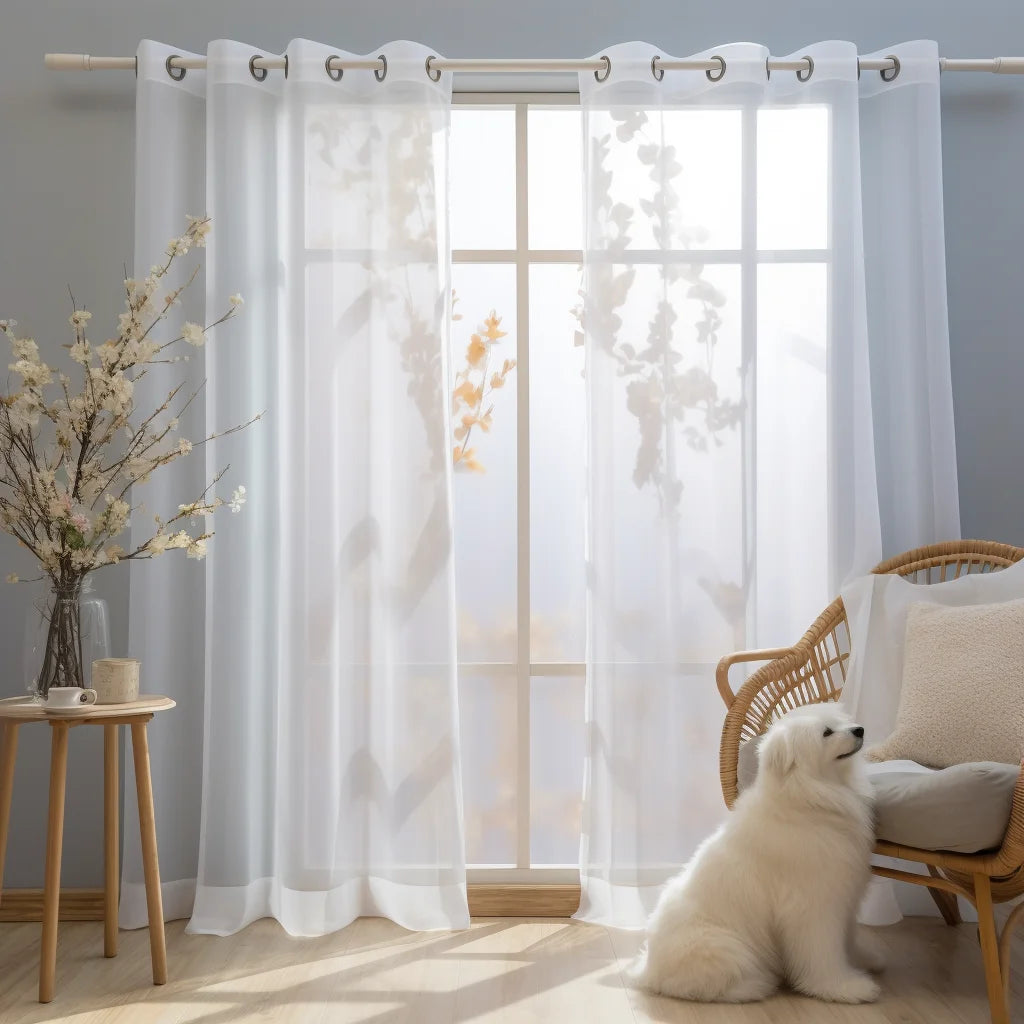 White Sheer Curtains Transparent Tulle Curtain Luxury Chiffon Window Curtains For Bedroom Villa Opaque Drapes Living Room Decor Peaceful Pleasures Health and Wellness