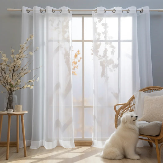 White Sheer Curtains Transparent Tulle Curtain Luxury Chiffon Window Curtains For Bedroom Villa Opaque Drapes Living Room Decor Peaceful Pleasures Health and Wellness