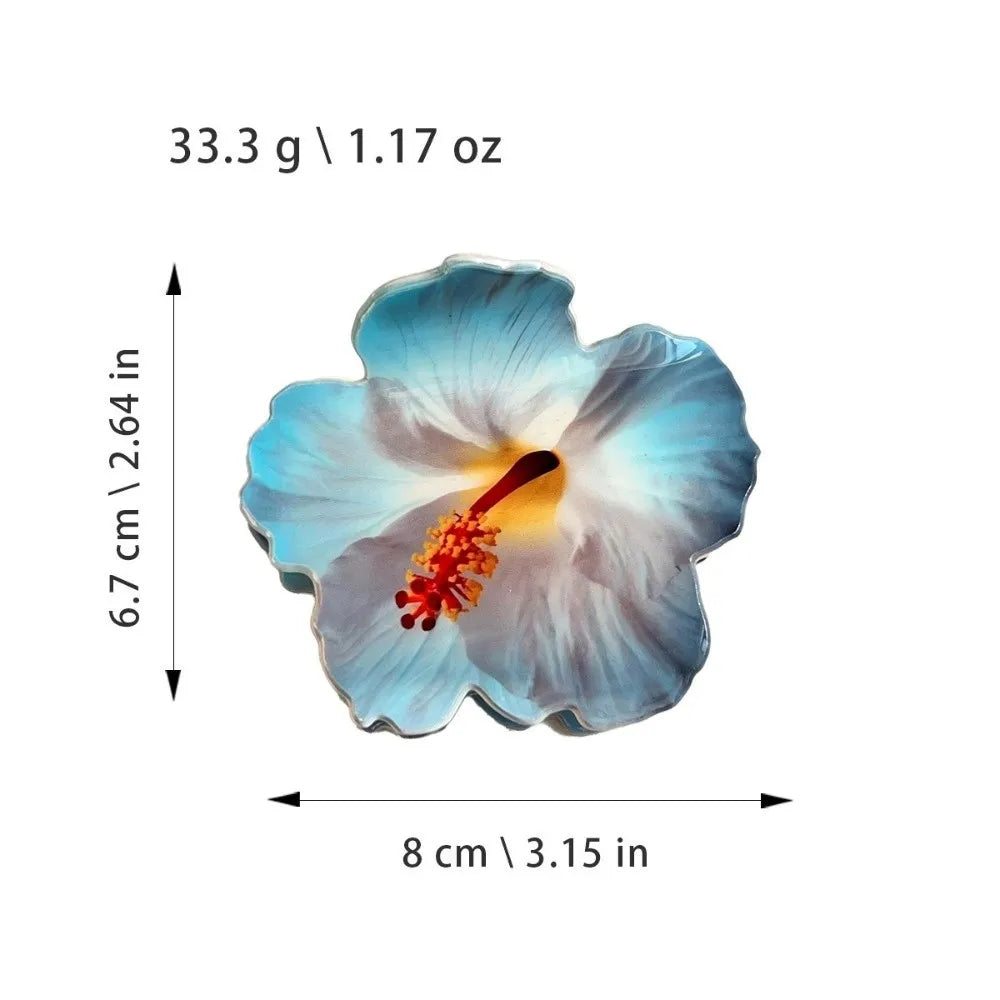 Hibiscus Flower Hair Claw Clip – Double-Sided Acrylic Print