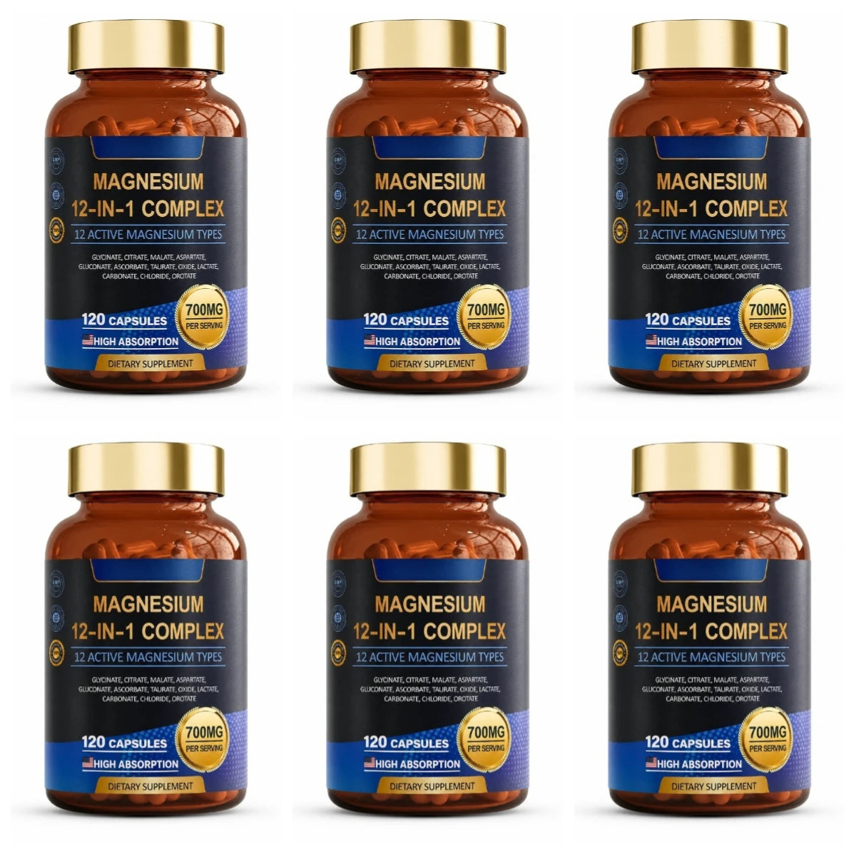 Magnesium 12-in-1 Complex | 12 Active Forms | 120 Capsules