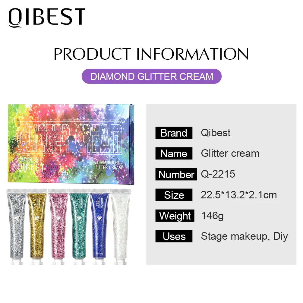 QIBEST Eye Glitter Nail Hair Face Body Glitter Gel Art Flash Heart Loose Sequin Cream Festival Glitter Decoration Party Festival Peaceful Pleasures Health and Wellness