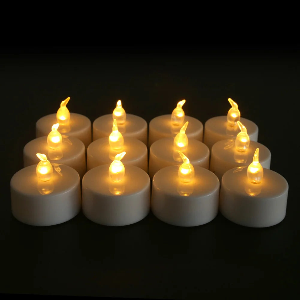 Candles 12/24 Pack Warm Yellow Flameless LED Tea Lights Battery Operated 200+Hours For Aniversary Wedding Home Table Decoration Peaceful Pleasures Health and Wellness A 12Pc Timer