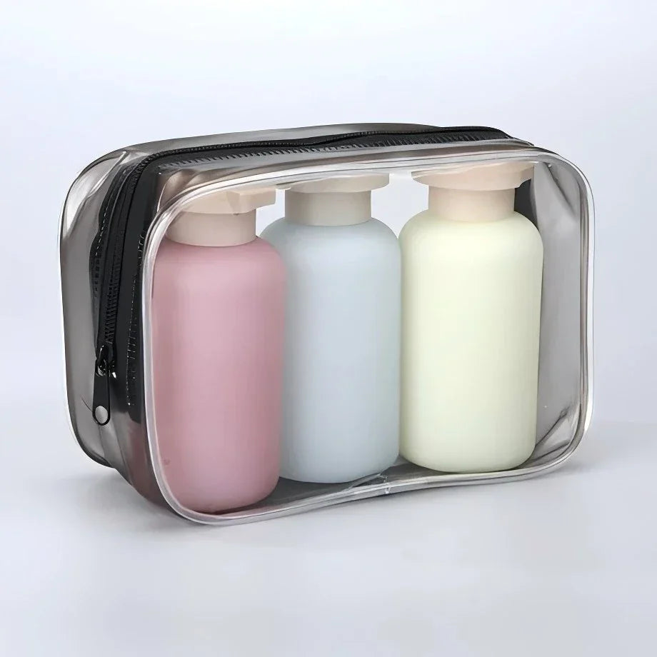 3Pcs 100ML Travel Bottles Set, Leak-Proof Refillable Portable Dispenser for Shampoo Toner Lotion Shower Gel, Travel Essentials Peaceful Pleasures Health and Wellness