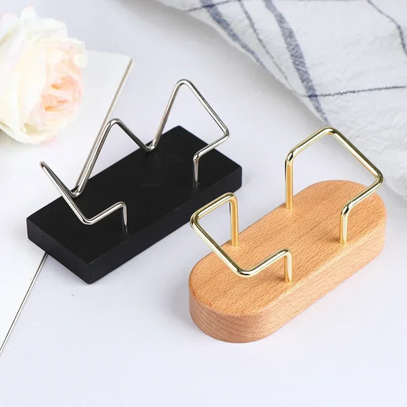 Wooden Business Card Holder Desk Stand Organizer Display