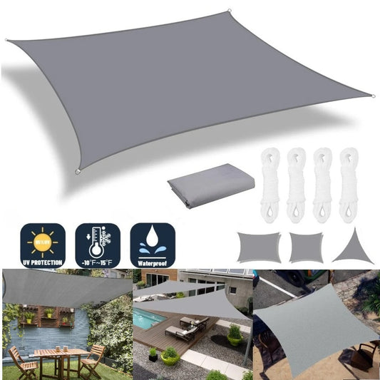Grey Sun Shade Sail Rectangle Square Triangle UV Block Sunshade for Yard Deck Canopy Awning Outdoor Garden Waterproof Cloth Peaceful Pleasures Health and Wellness