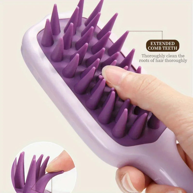 Silicone Shampoo Brush & Scalp Massager with Extended Comb