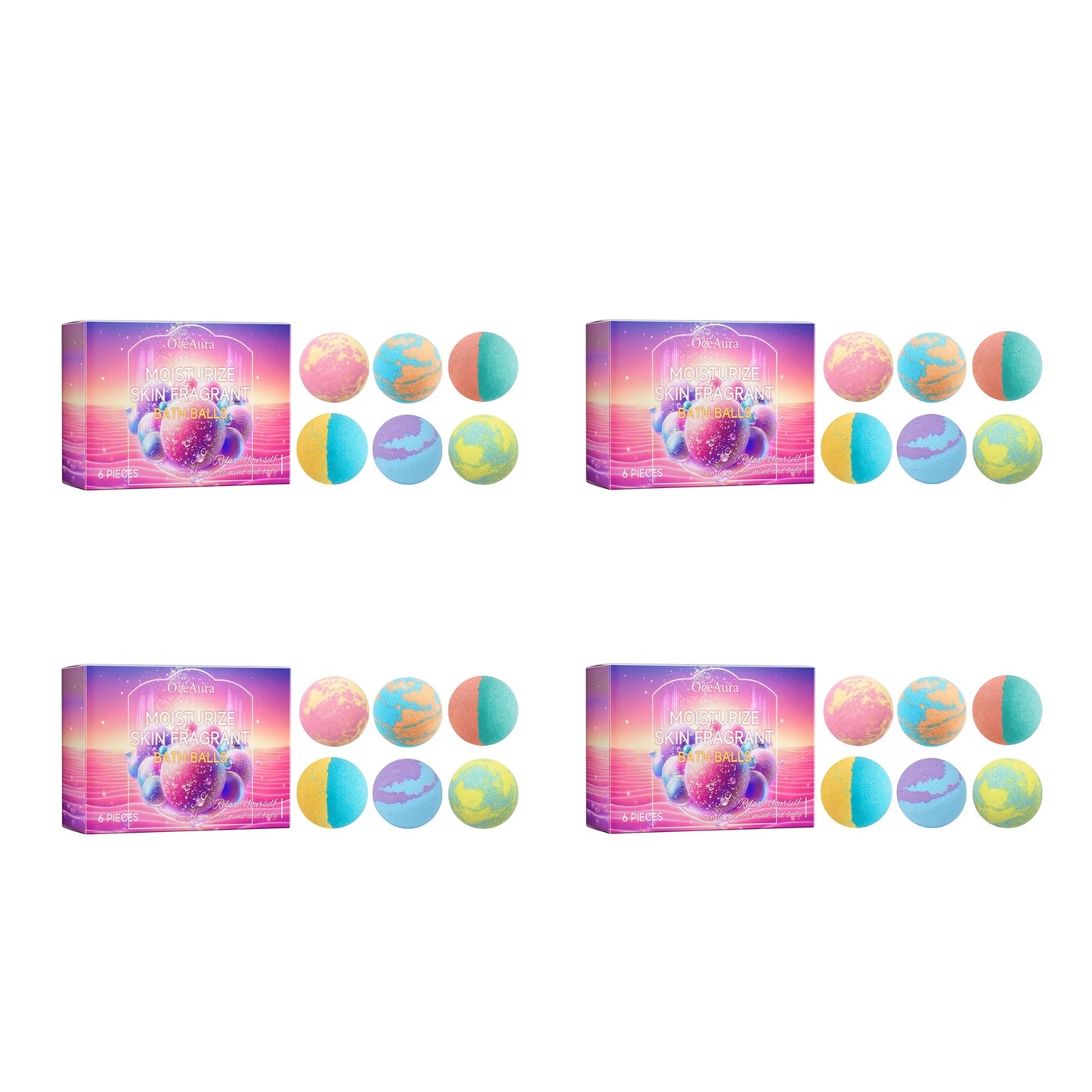OceAura Rosemary Lavender Bath Bombs – 6-Pack Aromatherapy