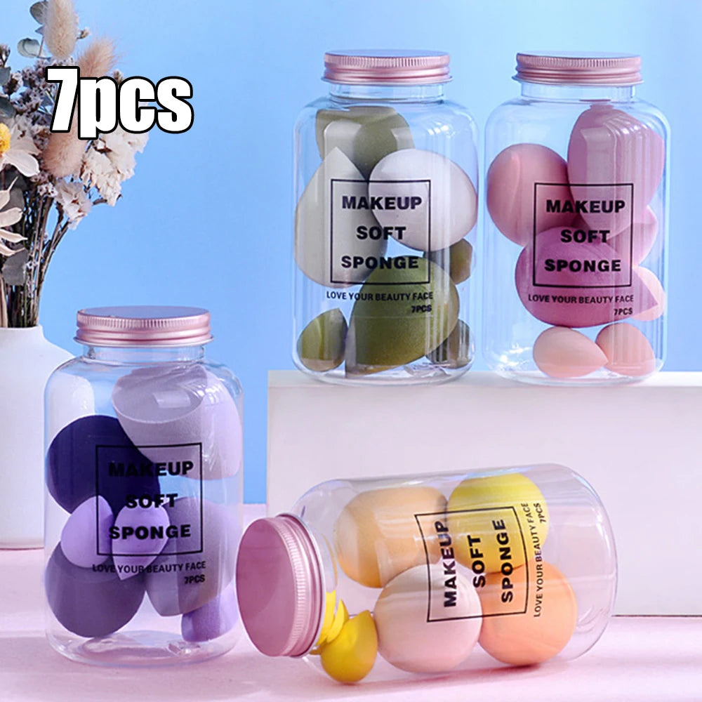 7PCS Drifting Bottle Beauty Egg Dry And Wet Dual-Purpose No Powder Makeup Egg Sponge Powder Puff Set Makeup Tools Peaceful Pleasures Health and Wellness