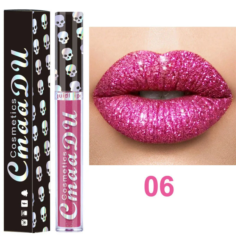 CmaaDu 8-Color Diamond Shimmer Lip Gloss – Waterproof & Long-Lasting