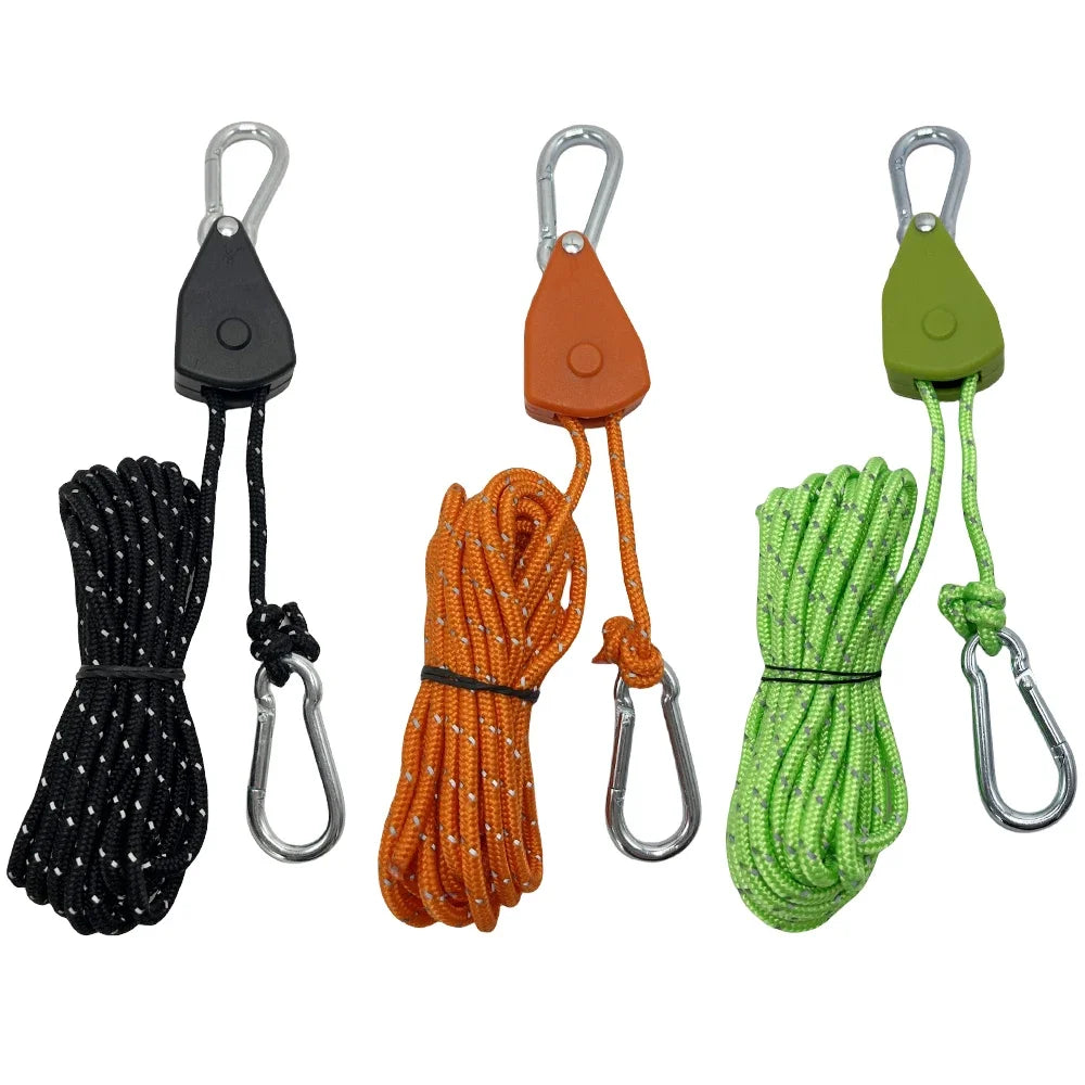 6-Pack 4mm Reflective Tent Guy Ropes with Twist Tighteners
