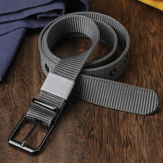 Men's Belt Porous Canvas Pin Buckle Leather Belt Outdoor Sports Belt Women's Trendy Eyelet Belt With Jeans Belt For Men Women Peaceful Pleasures Health and Wellness