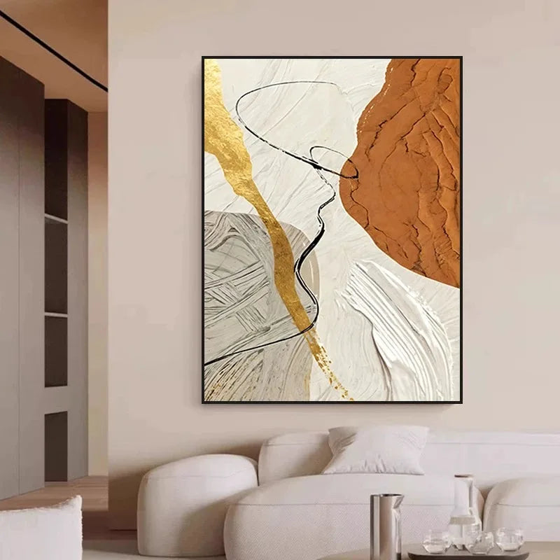 Nordic Modern Abstract Color Matching Thick Oil Handmade Oil Painting For Home Decoration Bedroom Dining Room Living Room Mural Peaceful Pleasures Health and Wellness