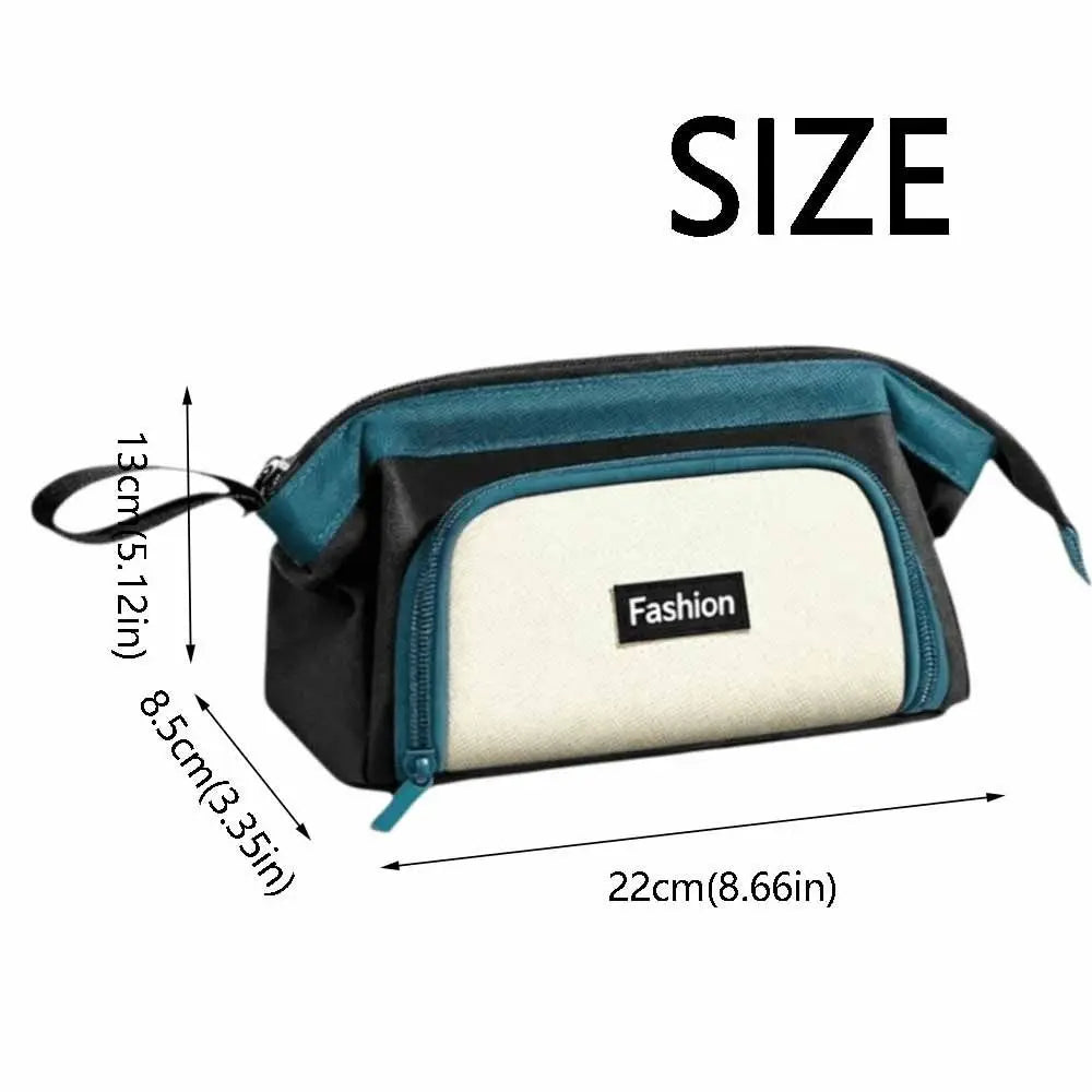 Creative Zippered Pencil Case Oxford Fabric Large Capacity Pencil Storage Bag with Handle Durable Multi-Compartment Pen Box Peaceful Pleasures Health and Wellness