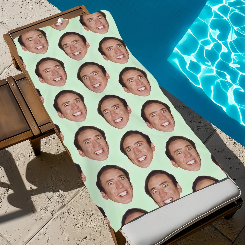 Nicolas Cage Quick-Dry Beach Towel | Soft Pool & Travel Gift Novelty Beach Towel Peaceful Pleasures Health and Wellness z2 STJ80x160CM