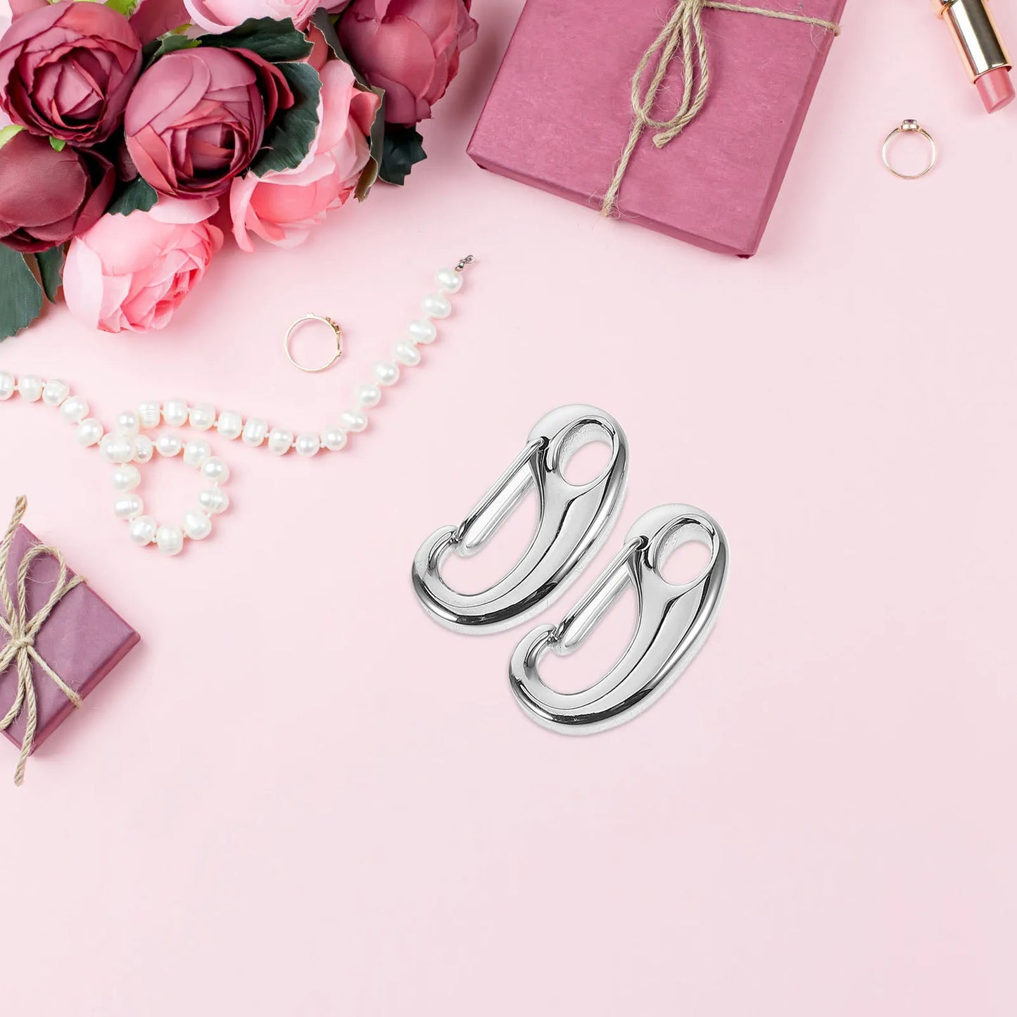 2Pcs Lobster Clasps Stainless Steel Polished D Ring Lobster Snap Hooks DIY Keychain Sweater Chains Accessories Peaceful Pleasures Health and Wellness