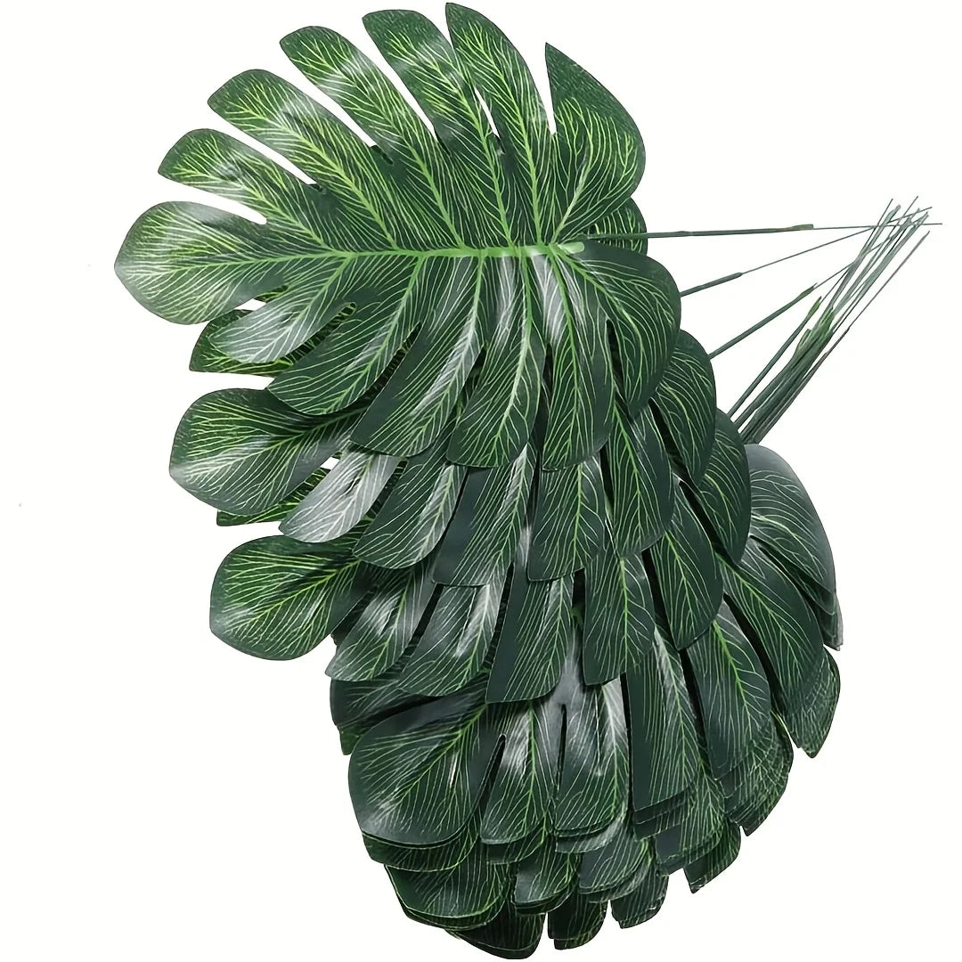 Artificial Monstera Turtle Leaves 12/24pcs | Tropical Party Decor