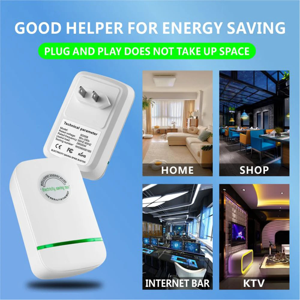 Pro Electricity Saving Box 90V-250V EU Plug Home Office Power Saver with Stable Voltage Energy Saving Device Peaceful Pleasures Health and Wellness
