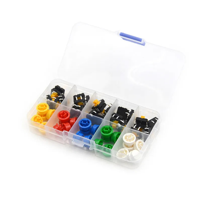 25pcs/Set Momentary Tactile Push Button Touch Micro Switch 4P PCB Caps 12x12x7.3mm Peaceful Pleasures Health and Wellness