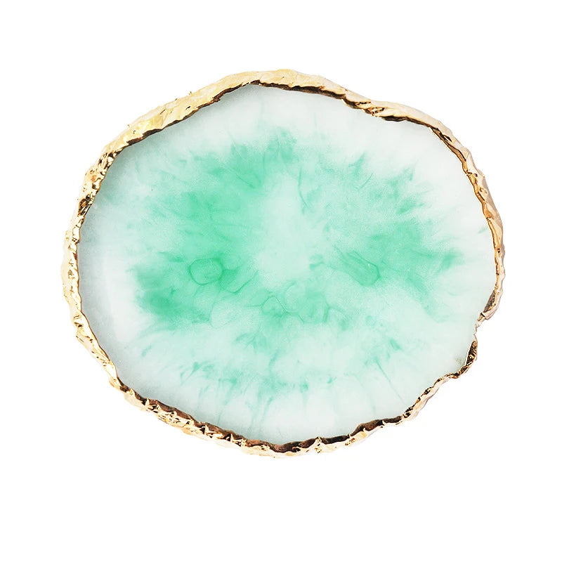 Resin Agate Stone Nail Art Palette False Nail Tips Mixing Color Drawing Pallet Gel Polish Display Shelf Manicure Tool Peaceful Pleasures Health and Wellness Green