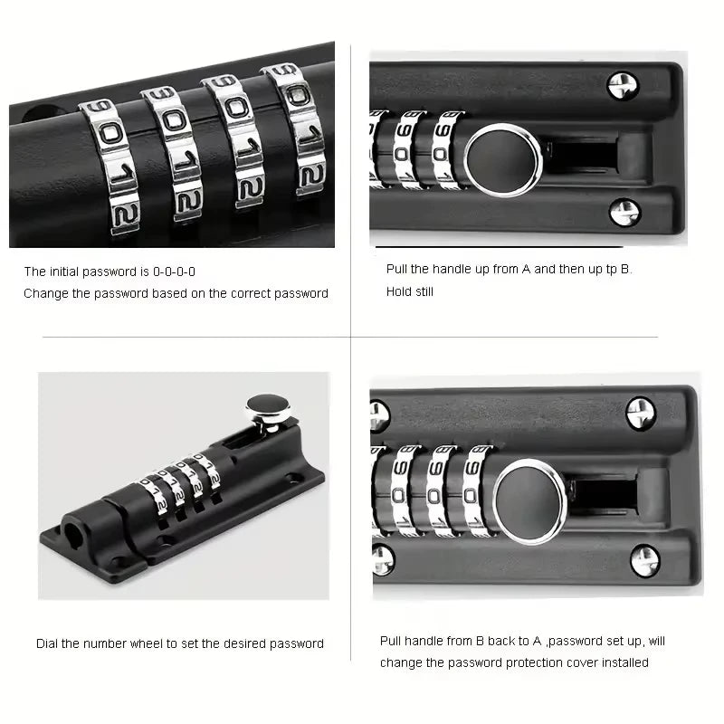 Combination Digit Password Anti-theft Metal Door Latch Bolt Black Silver Safety Padlock Outdoor Home Wood Gate Hardware Peaceful Pleasures Health and Wellness