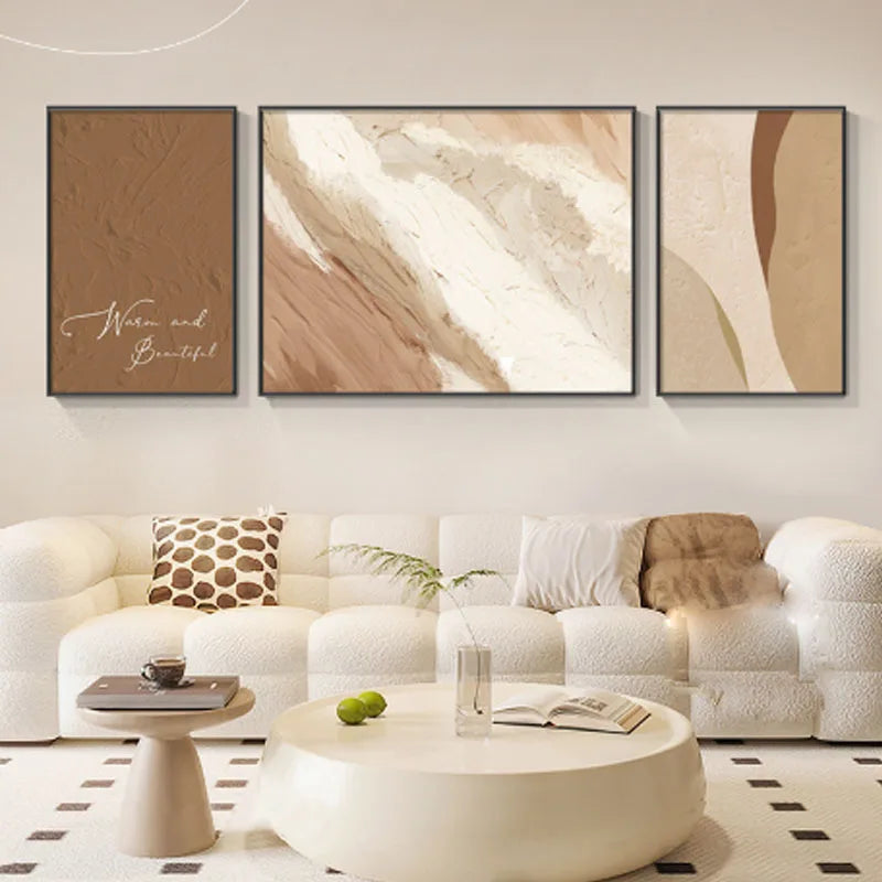 Abstract Canvas Wall Art, 100% Hand Drawn Abstract Lines, Living Room Triptych, Modern Room Decoration Large Wall Painting Peaceful Pleasures Health and Wellness