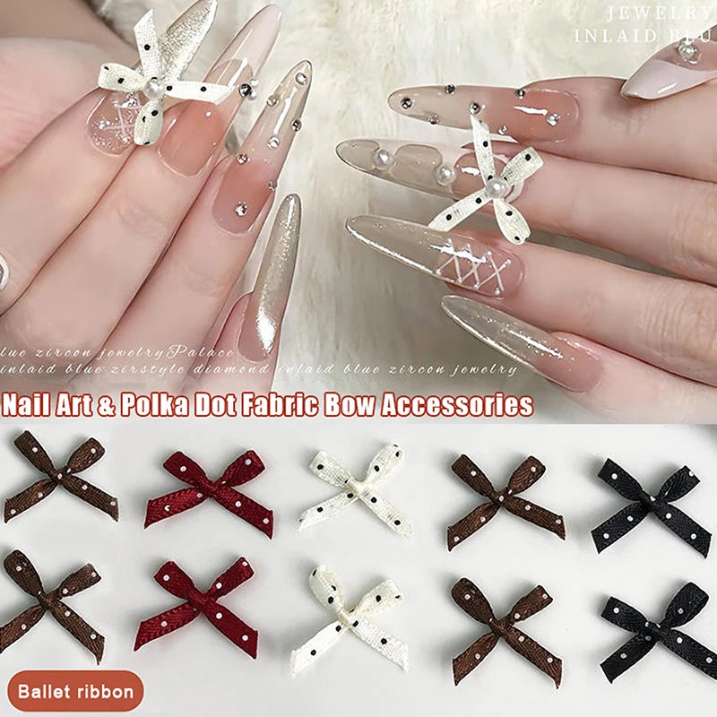 20Pcs Wave Dot Fabric Bowknot Bow Tie Charm Nail Art Jewelry Nail Ornament DIY Fairyism Nail Parts Accessories False Nails Decor Peaceful Pleasures Health and Wellness