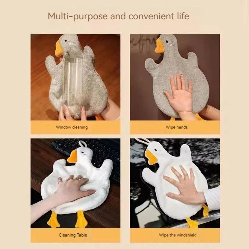 Cartoon Goose Hand Towel – Hanging, Absorbent Kitchen & Bath