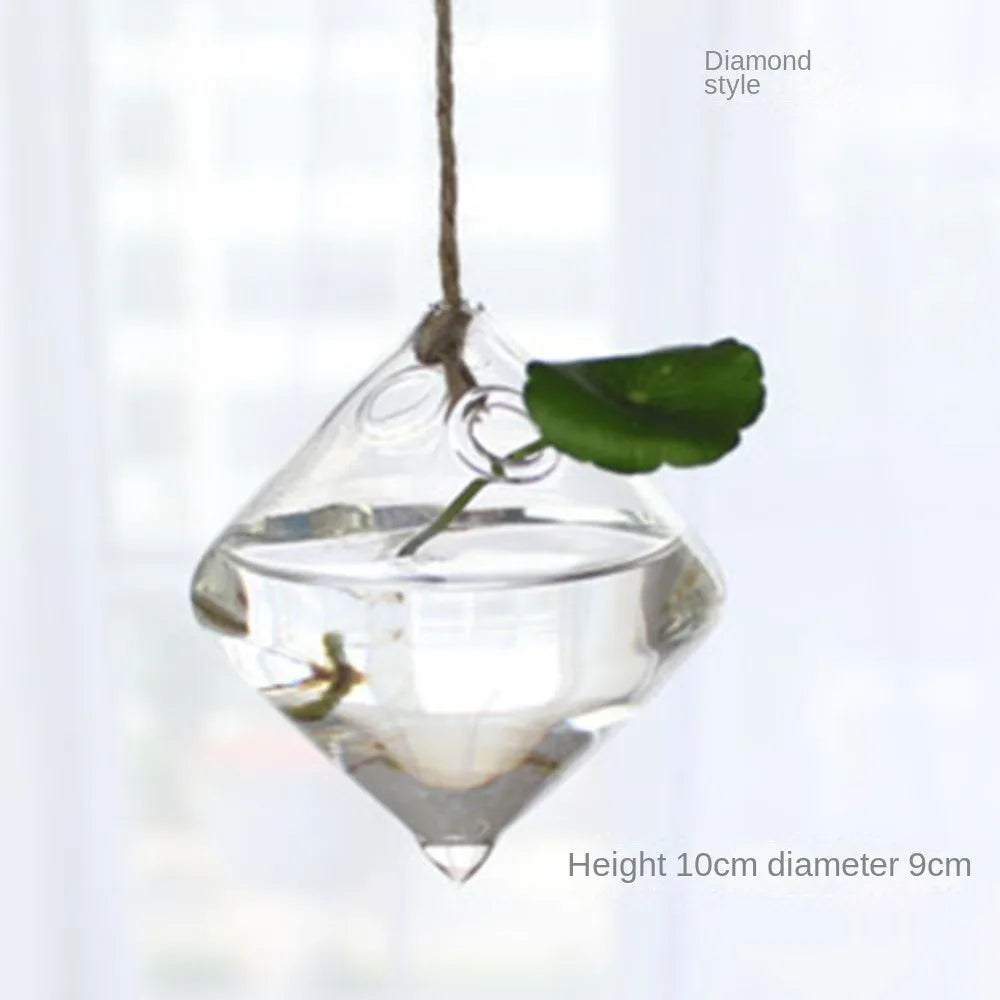 Hanging Glass Terrarium Vase | Hydroponic Plant Pot Decor