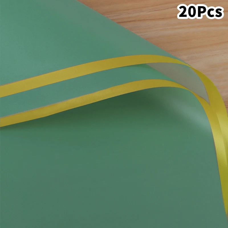 20-Pack Colorful Flower Wrappers Gold Edge | Waterproof Bouquet Wrap