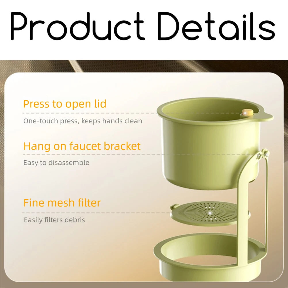 Push Automatic Dumping Sink Strainer Basket Kitchen Garbage Collect Strainer Anti-Clog Drain Basket Strainer Sink Accessories Peaceful Pleasures Health and Wellness