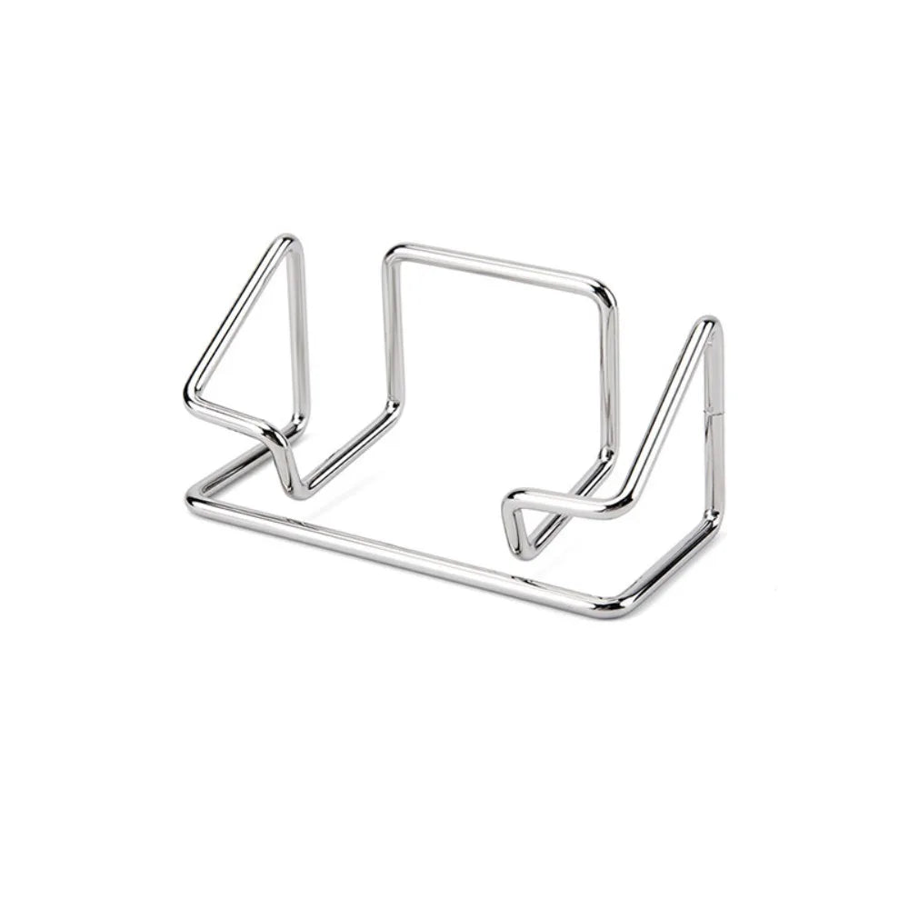 Metal Business Card Holder Minimalist Multifunctional Name Card Stand Rustproof Space-saving Card Organizer Hotel Reception Peaceful Pleasures Health and Wellness Silver