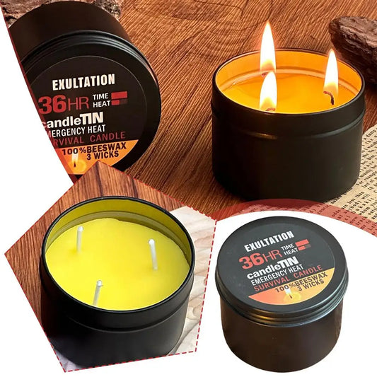 36-Hour Emergency Survival Candle | 3-Wick Soy Wax | 1–3 Pack Emergency Survival Candle Peaceful Pleasures Health and Wellness