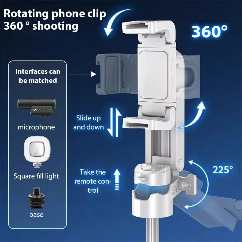 Portable Selfie Stick Tripod Foldable Extendable Phone Stand with Wireless Remote Controller for Selfie Video Live Vlog Travel Peaceful Pleasures Health and Wellness