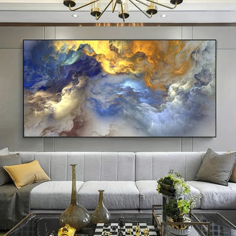 Abstract Canvas Wall Art – Blue Yellow Orange Swirls Poster Canvas Wall Poster Peaceful Pleasures Health and Wellness