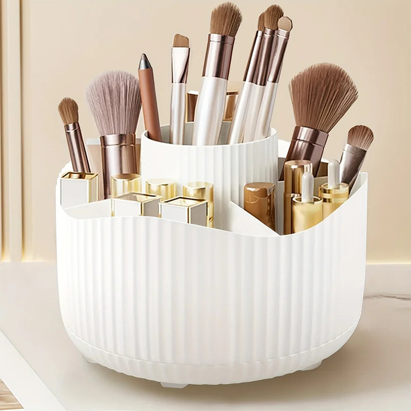 360° Rotating Makeup Brush Holder – 5-Slot Cosmetic Organizer